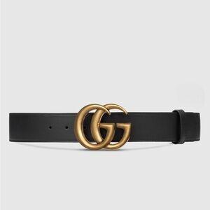 Gucci GG logo leather belt - black - size 80/32 - AUTHENTIC